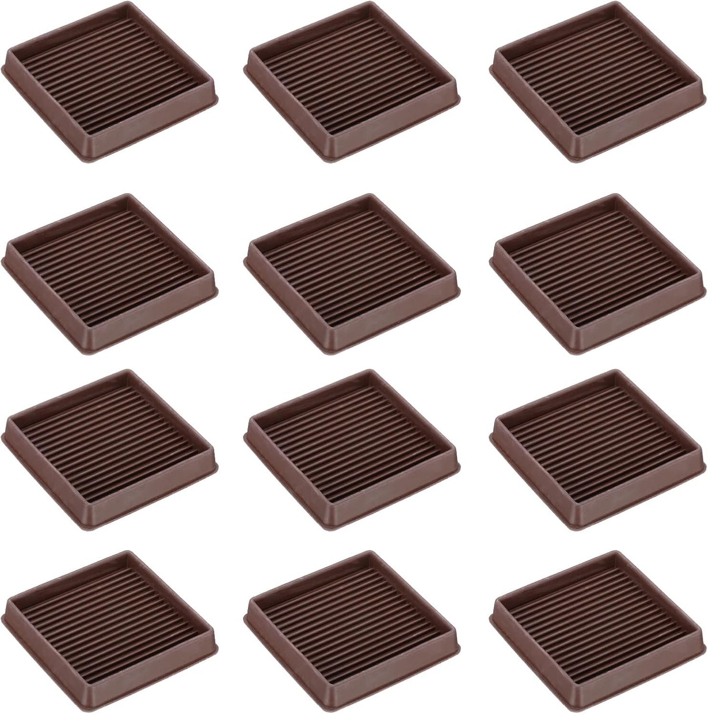 PATIKIL 1.5x1.5 Furniture Coasters, 12 Pcs Caster Cups Furniture Cups Rubber Non-Slip Square Feet Anti-Slip Stopper Pad Protector Sliding for Hardwood Floors Carpet Chair Table, Coffee