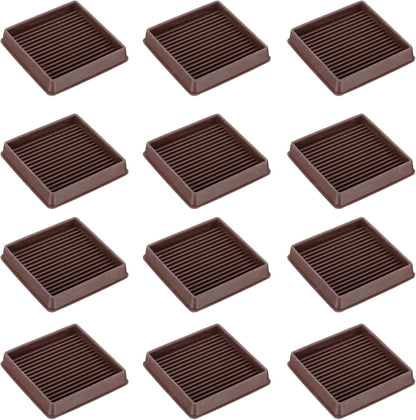 PATIKIL 1.5x1.5 Furniture Coasters, 12 Pcs Caster Cups Furniture Cups Rubber Non-Slip Square Feet Anti-Slip Stopper Pad Protector Sliding for Hardwood Floors Carpet Chair Table, Coffee