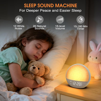Sunrise Alarm Clock Wake Up Light, White Noise Sound Machine with 30 Sounds