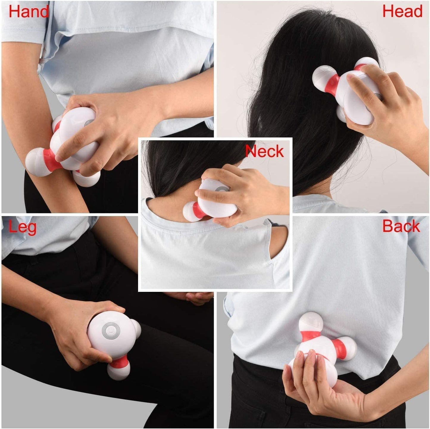 cotsoco Mini Handheld Massager, Portable Vibrating Body Massager with LED Light for Hand Head Neck Back Legs Arms Pain Release, Battery Operated to Use at Home, Office, Travel,As Gifts