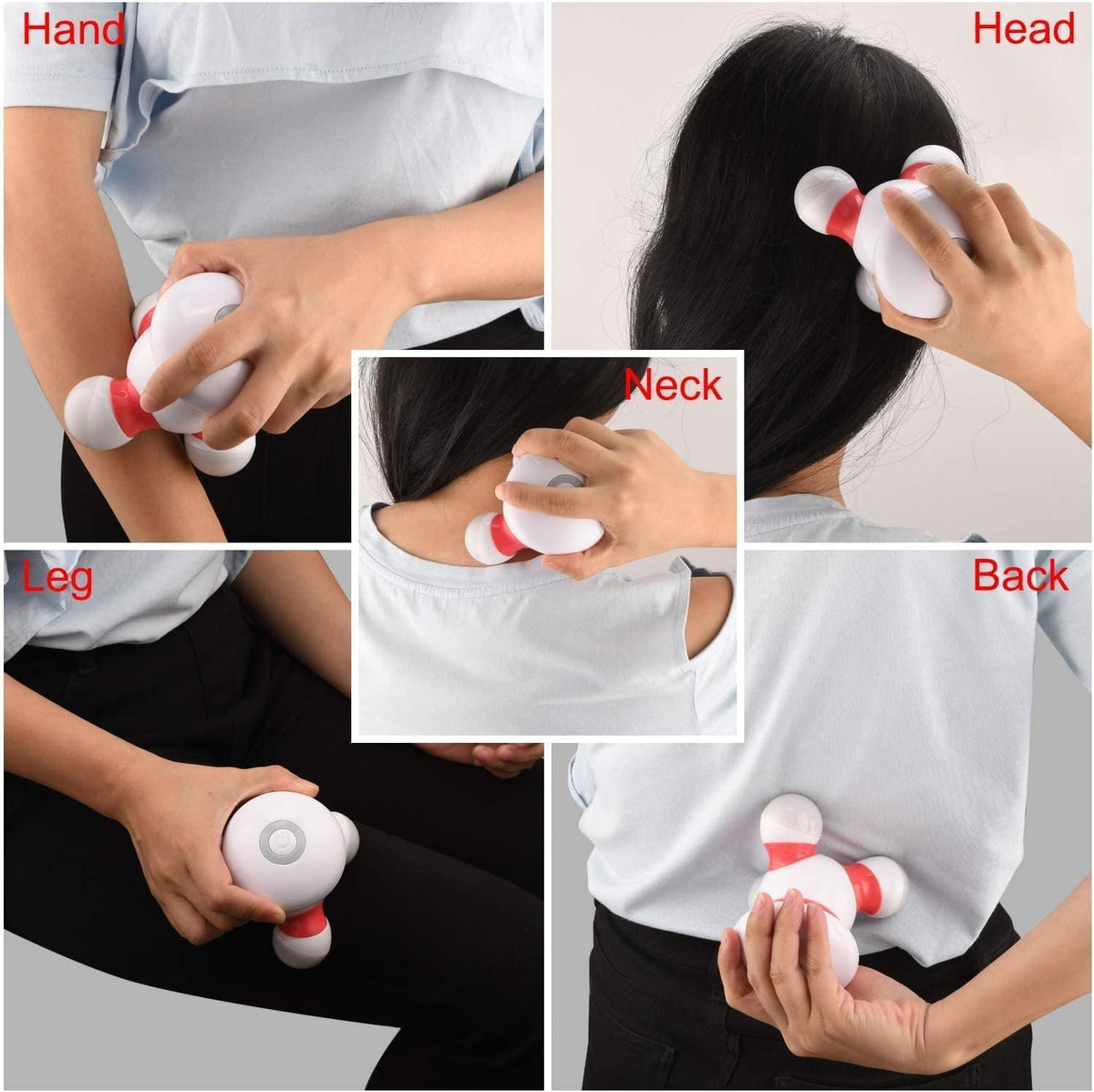 cotsoco Mini Handheld Massager, Portable Vibrating Body Massager with LED Light for Hand Head Neck Back Legs Arms Pain Release, Battery Operated to Use at Home, Office, Travel,As Gifts
