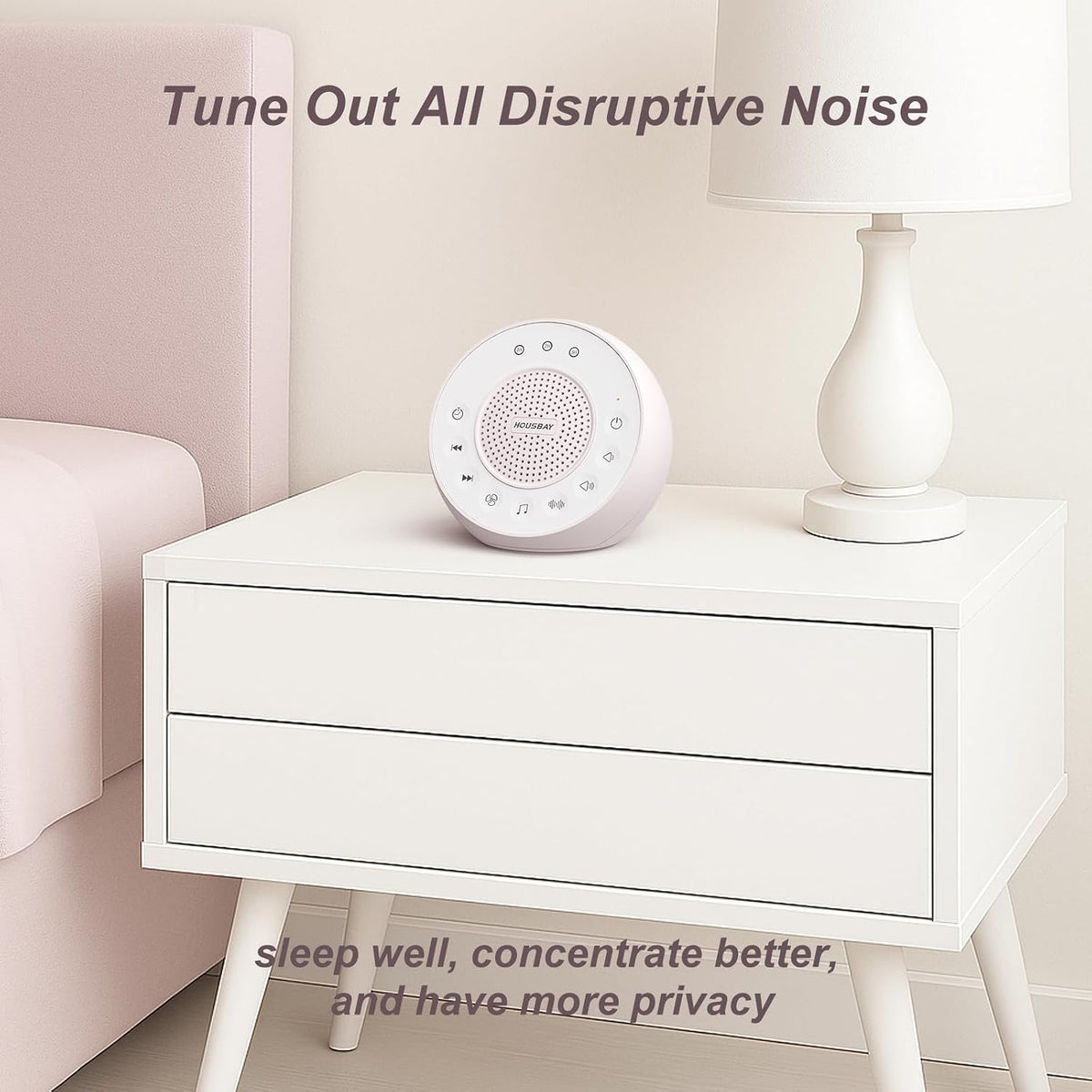 Housbay White Noise Machine with 31 Soothing Sounds, 5W Loud Stereo Sound, Auto-Off Timer, Adjustable Volume, Sleep Sound Machine for Baby, Kid, Adult -Wood Grain