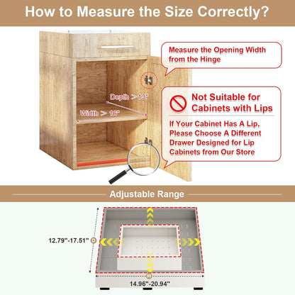 Fokyfok Pull Out Cabinet Organizer,23"-31"W,17"-24"D,Expandable,Adhesive | No Drill,5 Rails,Adjustable Slide out Drawers for Kitchen,Pantry,Roll out Shelves,Cabinets Without Lip,Framless,White,1PC