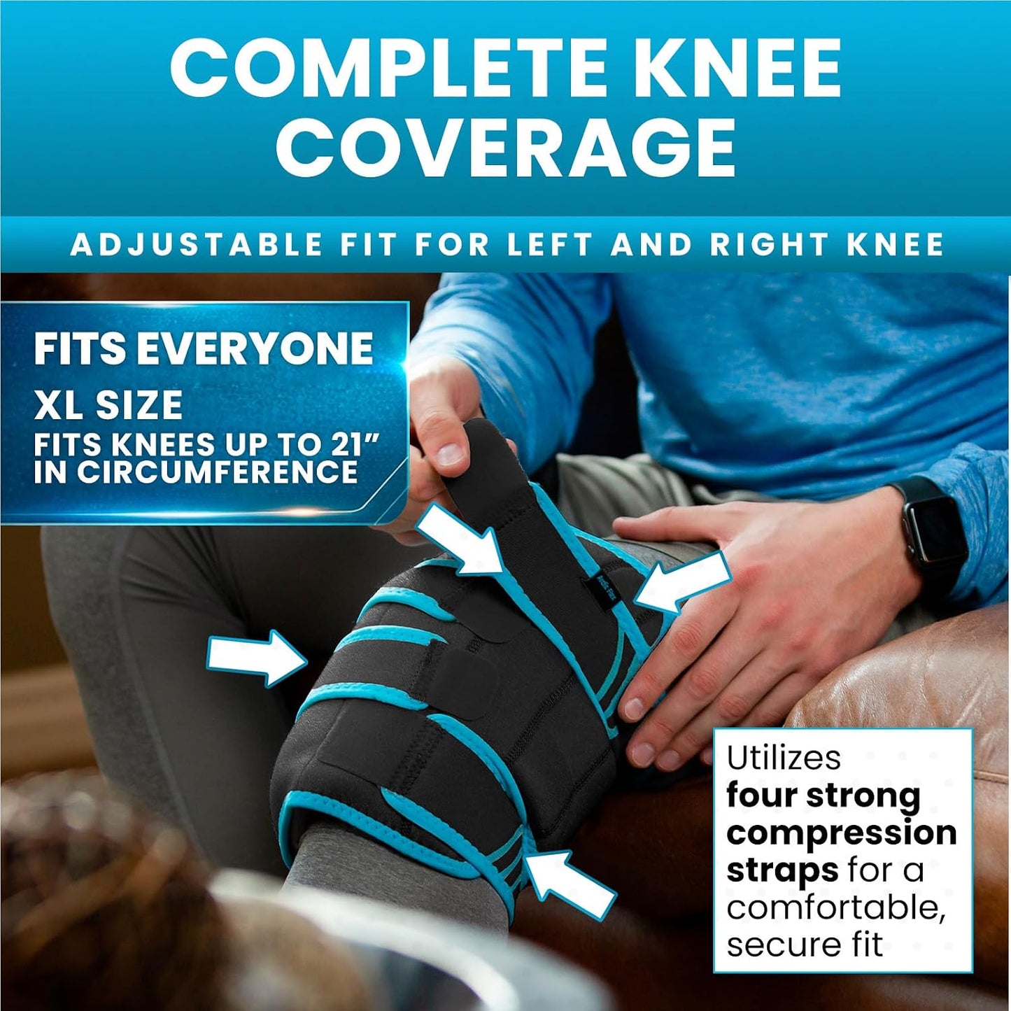 Vive Knee Ice Pack Wrap - Cold/Hot Gel Compression Brace for Pain Relief | Strap for Arthritis Pain, Tendonitis, ACL, Athletic Injury, Osteoarthritis, Women, Men, Running, Meniscus, Patella, Surgery