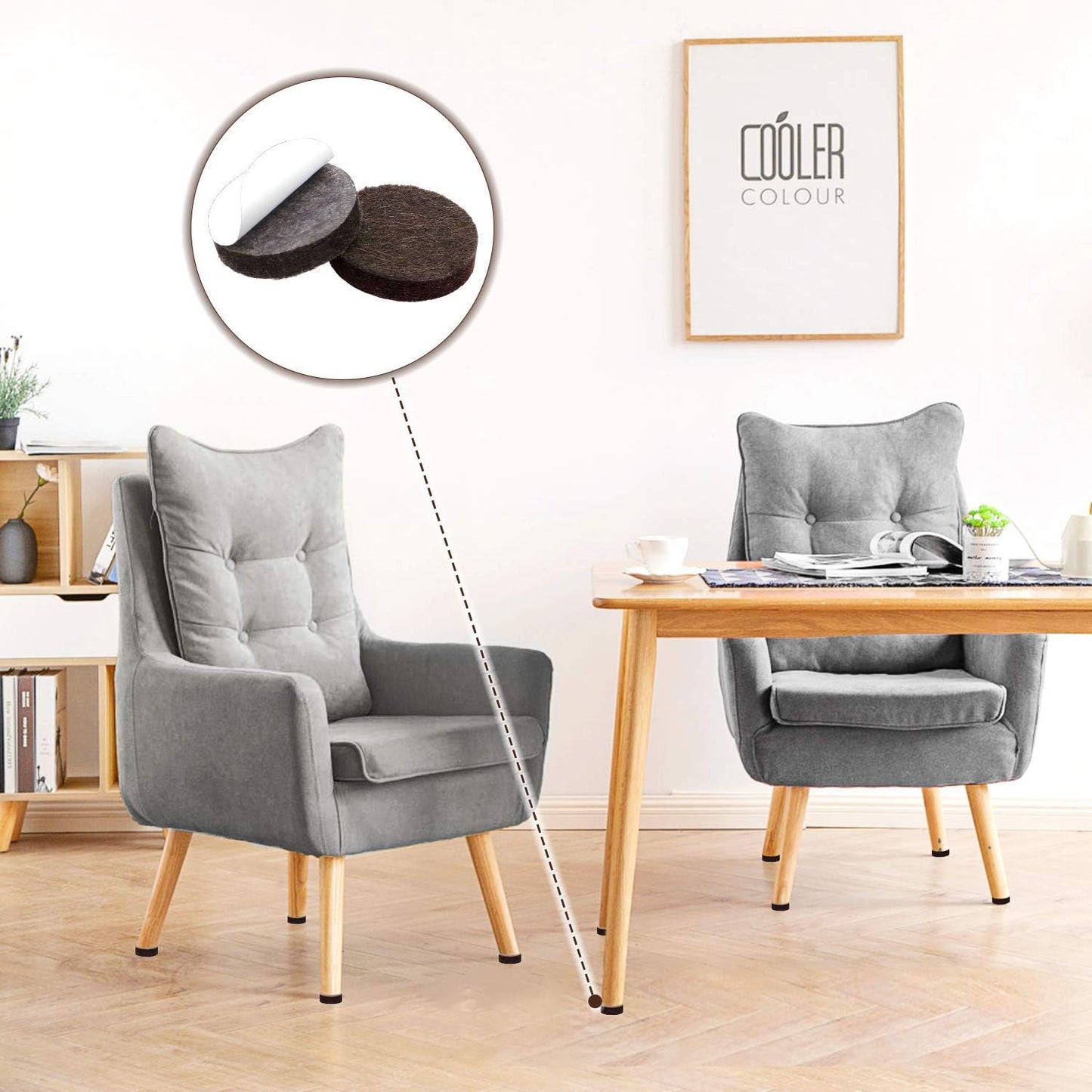 Felt Furniture Pads -56 Pcs(1+2)” Premium Felt Pads for Chair Legs Furniture, Floor Protectors for Hardwood Floors,Brown