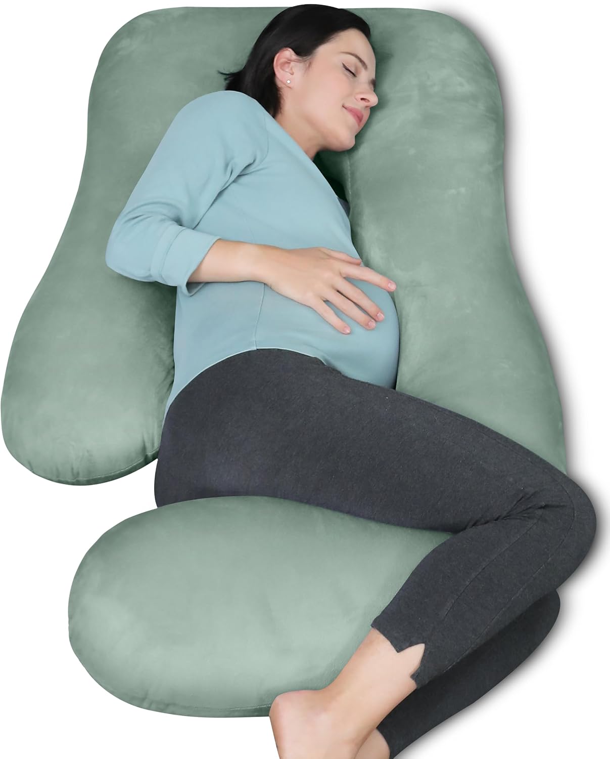 MOON PARK Pregnancy Pillows for Sleeping - 57 Inch U Shaped Full Body Maternity Pillow with Removable Cover - Support for Back, Legs, Belly, Hips - Pregnancy Pillow for Women - Grey