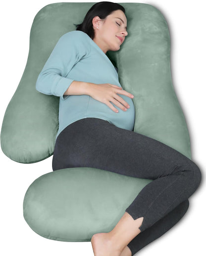 MOON PARK Pregnancy Pillows for Sleeping - 57 Inch U Shaped Full Body Maternity Pillow with Removable Cover - Support for Back, Legs, Belly, Hips - Pregnancy Pillow for Women - Grey