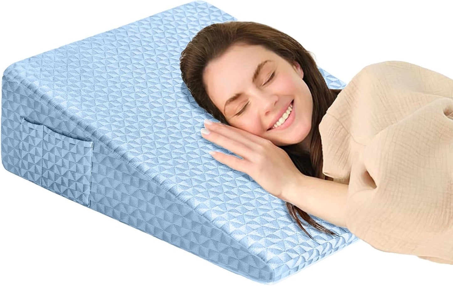 8" Leg Elevation Pillow, Memory Foam Wedge Pillow for Leg & Knee Support | Knee, Hip & Ankle Support. Elevates Legs For Comfortable Sleeping, Resting, And Recovery With A Supportive Wedge Shape.
