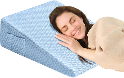 8" Leg Elevation Pillow, Memory Foam Wedge Pillow for Leg & Knee Support | Knee, Hip & Ankle Support. Elevates Legs For Comfortable Sleeping, Resting, And Recovery With A Supportive Wedge Shape.
