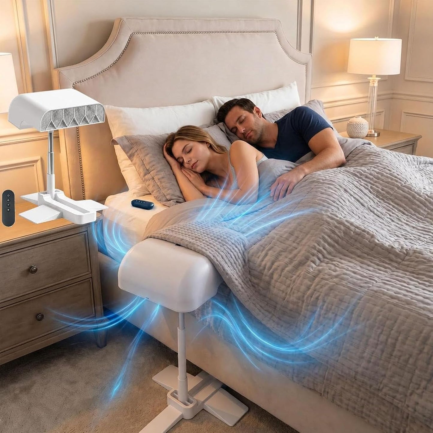 2026 Upgrade Bed Fan Under Sheets, Bed Fans for Cooling and Sleep Under Sheets, Bed Cooling System with 5 Speeds and Remote, Cordless Bed Fan for Hot Sleepers, Fits All Mattress Heights (1PCS)