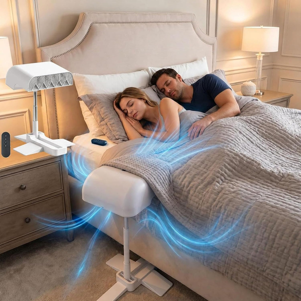 2026 Upgrade Bed Fan Under Sheets, Bed Fans for Cooling and Sleep Under Sheets, Bed Cooling System with 5 Speeds and Remote, Cordless Bed Fan for Hot Sleepers, Fits All Mattress Heights (1PCS)