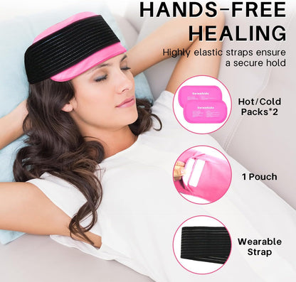 Ice Packs for Injuries Reusable Gel 2 Hot Cold Compress Therapy Pack with Adjustable Strap Soft Ice Wraps for Ankle Knee Leg Neck Shoulder Wrist Feet Back Pain Relief (Purple, Medium 10 x 5.5 Inch)