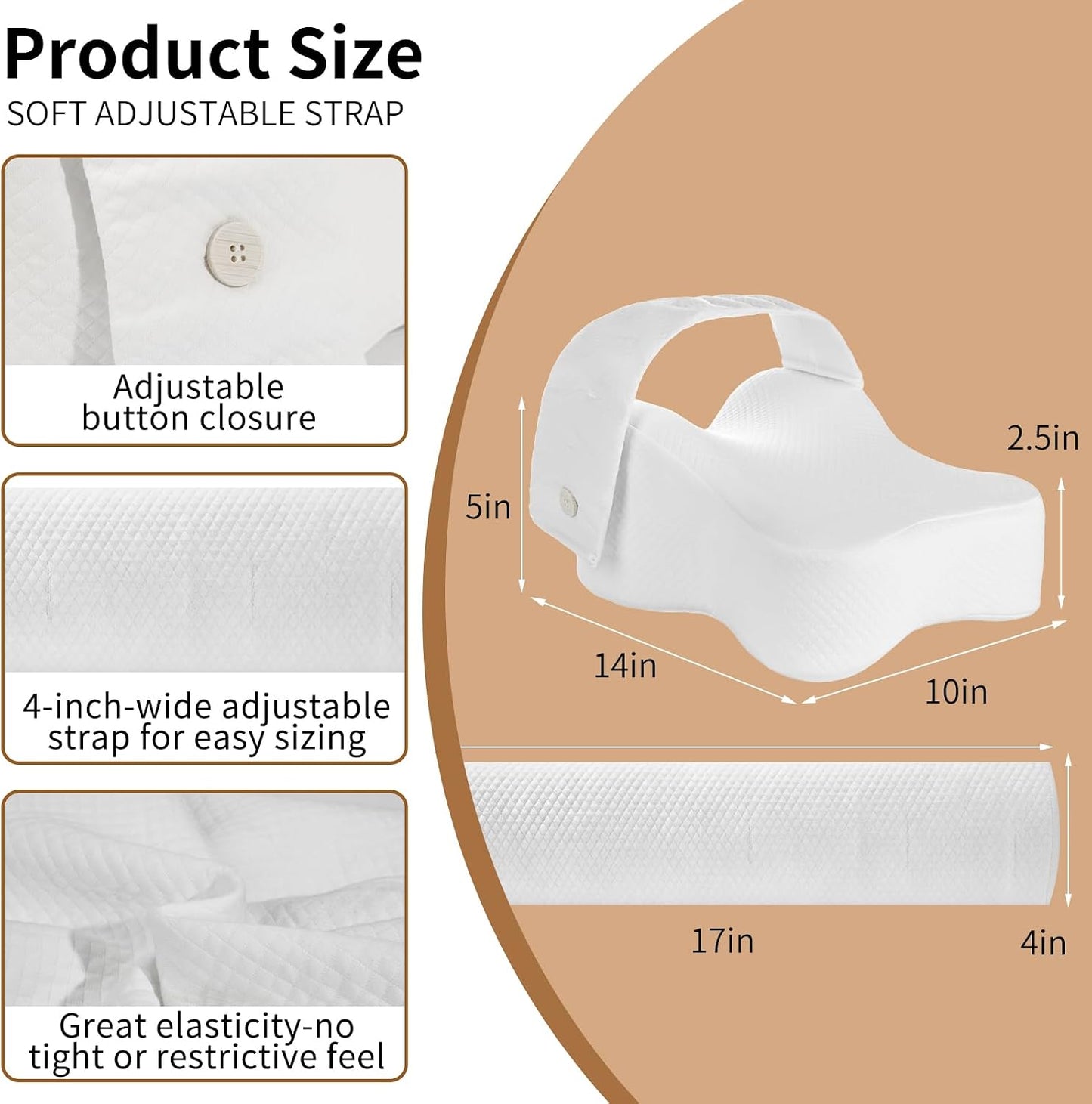 Pregnancy Knee Pillow for Side Sleepers with Strap, Memory Foam Leg Pillow for Sciatica Pain Relief, Hip & Back Support, Alignment Cushion for Pregnant Women, Post Surgery Leg Elevation (Gray)