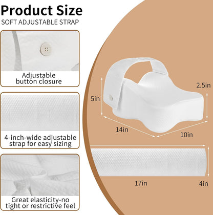 Pregnancy Knee Pillow for Side Sleepers with Strap, Memory Foam Leg Pillow for Sciatica Pain Relief, Hip & Back Support, Alignment Cushion for Pregnant Women, Post Surgery Leg Elevation (Gray)