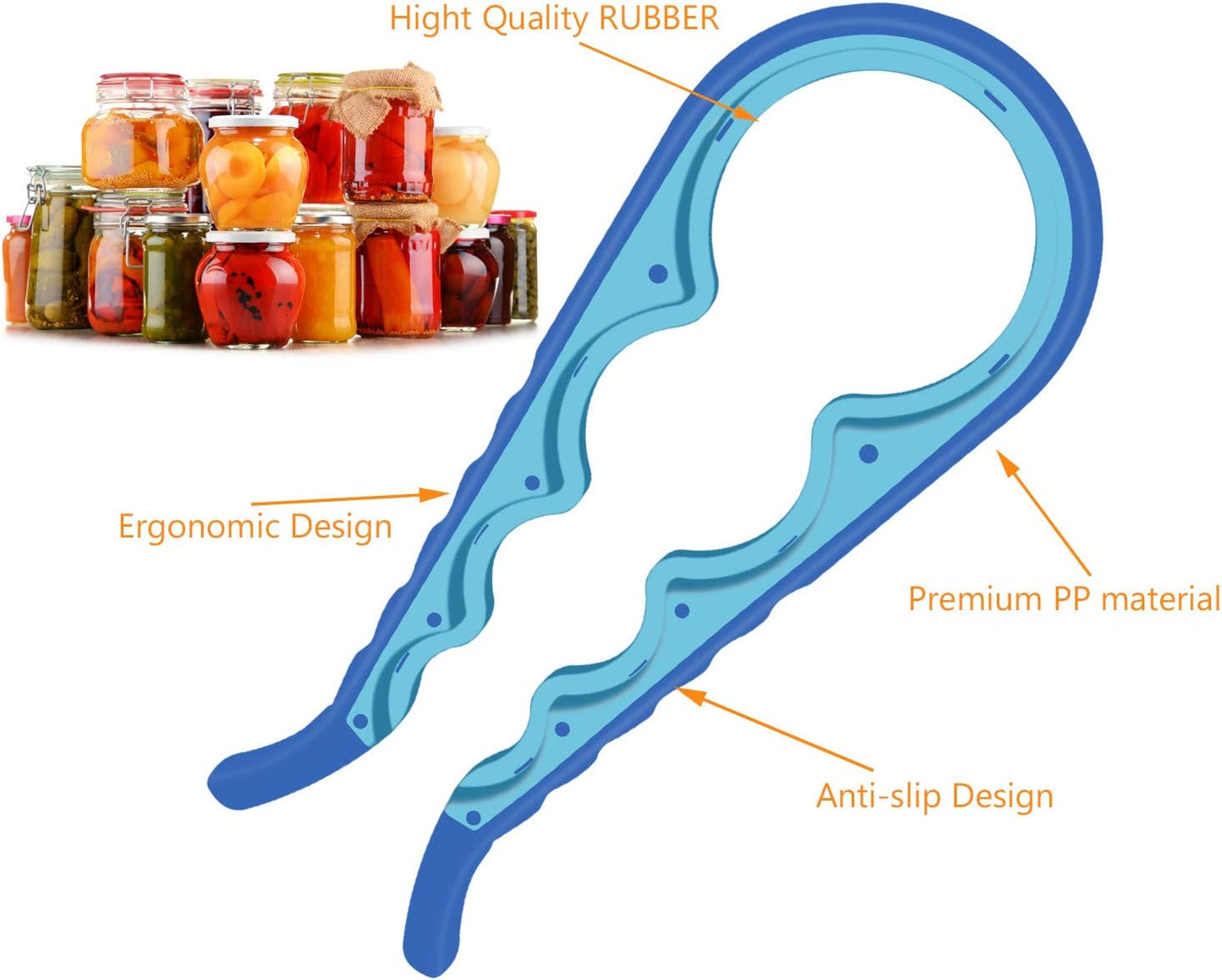 Jar Opener Bottle Opener for Weak Hands, 5 in 1 Multi Function Can Opener Bottle Opener Kit with Silicone Handle Easy to Use for Children, Elderly and Arthritis Sufferers (New red)