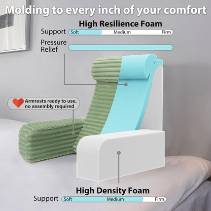 ENITYA 22" XL Back Pillow for Bed Sitting Up with Armrests & Big Pockets | Reading Pillow for Bed, Soft Back Support Chair, Ideal for Watching TV, Gaming, Nursing, Resting, Post Surgery, Dark Grey