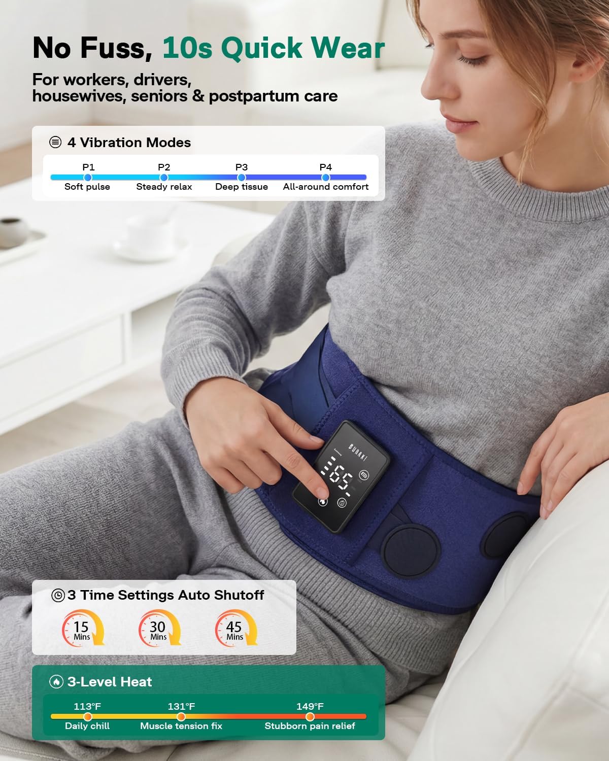 Cordless Heating Pad for Back, 2-in-1 Wired & Wireless Lower Back Massager with Heat, Rechargeable Wearable Heating Pad for Back Pain Relief Sciatica Lumbar Gifts for Father Men Women Mom
