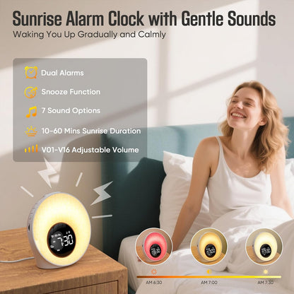 Sunrise Alarm Clock, Wake Up Light, Sleep Sound Machine for Bedroom