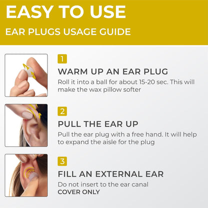 Peace&Quiet PQ Silicone Ear Plugs for Sleeping - 15 Wax Earplugs for Sleep and Swimming Ear Plugs, Soft Ear Covers for Sleeping and Water, Noise Cancelling