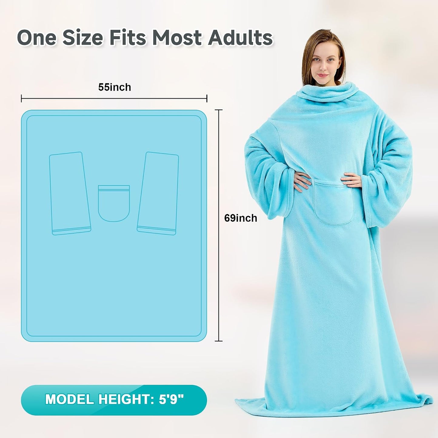 IFNOW Fleece Wearable Blanket with Sleeves, Oversized Snuggle Robe