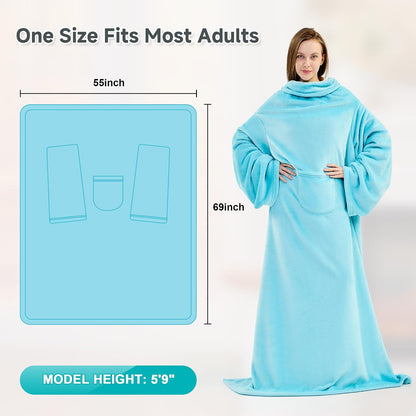 IFNOW Fleece Wearable Blanket with Sleeves, Oversized Snuggle Robe