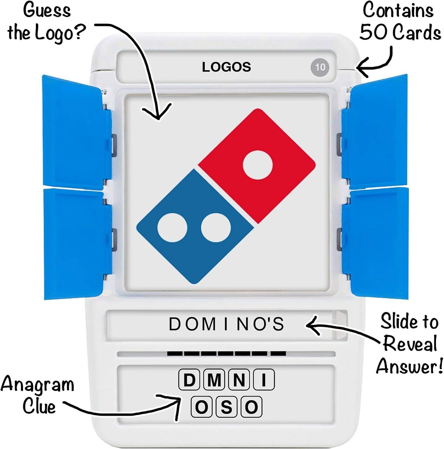 Logos Travel Game - Guess 100 Logos | Flash Cards with Slide Reveal Case | Card Game, Gift, Stocking Stuffer | Hours of Fun for Kids and Adults | Ages 6+