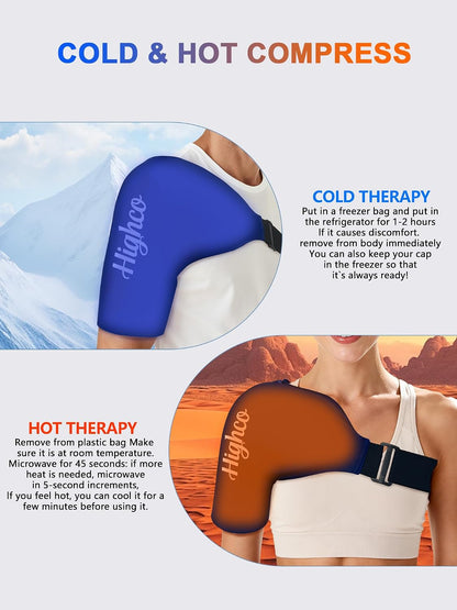 Shoulder Ice Pack Wrap for Rotator Cuff and Arm,Reusable Compression Cold Brace for Pain Relief & Muscle Relaxation,Tendonitis,Swelling,Discomfort After Surgery,Hot &Cold Therapy Ice Pack for Shoulder (Large-Black)