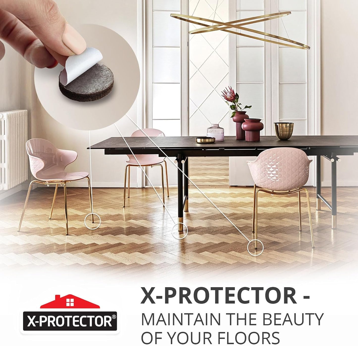 X-Protector Felt Furniture Pads - 20 PCS 6 x 1/2" - Premium Felt Strips | with Adhesive Backing - Rectangular Furniture Pads for Hardwood Floors - Cut Furniture Felt Pads to Size You Need! (Beige)