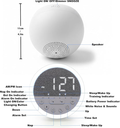 OCEST Sunrise Alarm Clock with White Noise & Dimmable RGB Night Light