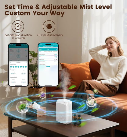 XEITIN Waterless Essential Oil Diffuser 3000 Sq.Ft Coverage for Large Home Hotel Office, 400ml Cold Air Scent Machine, Bluetooth App Control, No-Noise Aroma Diffuser Wall Mount Gift for Her