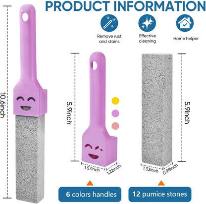 9 Pack Cleaning Pumice Stone Toilet Bowl Stick Cleaner with Handle Hard Water Ring Calcium Buildup Stains Remover Powerfully for Cleaning Toilet Bathtubs Kitchen Sink Grill Pools