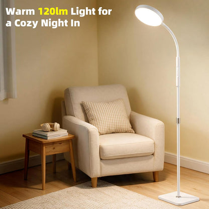 PACOVY Floor Lamp, Adjustable Height Floor Lamps for Living Room Bedroom, 120 LED Super Bright Standing Lamp Remote & Touch Control Dimmable Gooseneck Tall Stand Reading Lamp for Office Craft, Black