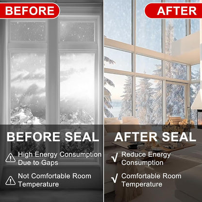 Window Sealing Tape 2 Inch x 33 FT Transparent Window Draft Insulation Residue-Free Clear Weather Stripping Caulk Tape Windproof Weatherproof Window Seal AC Units for Window Glass, Doors Gaps
