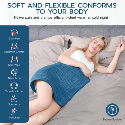 Heating Pad for Period Cramps, Heating Pad for Back/Neck/Shoulder Muscle Pain, 6 Heating&4 Timer Setting, Auto Shut Off, Dry/Moist Heat & Machine Washable, Gray Birthday Christmas Gifts for Women Mom