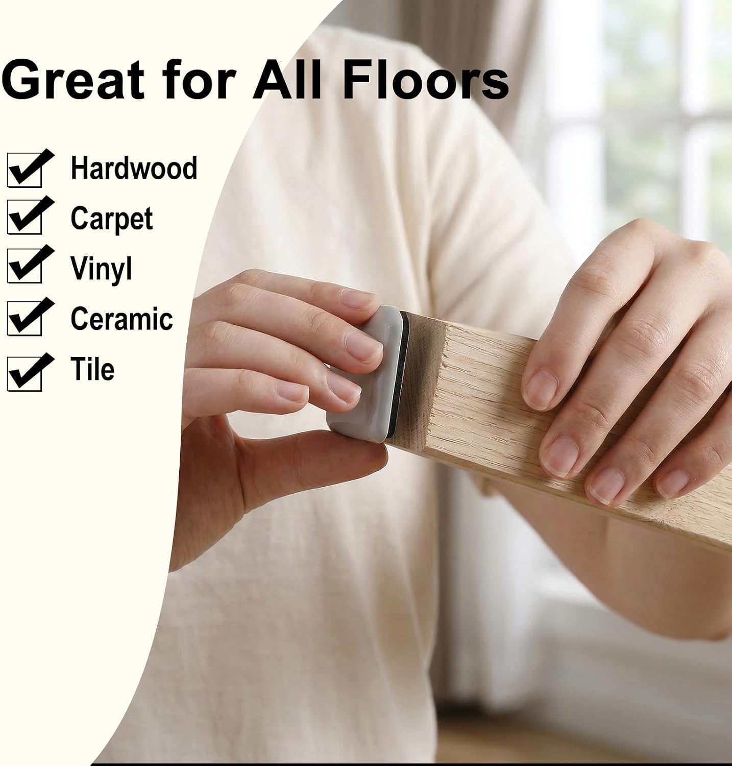 8 Pack Furniture Sliders for Carpet & Hardwood Floors, 1.6" and 2" Square Plastic Self-Adhesive Sliding Pads, Chair Sliders for Wood Floors Heavy Duty - Moving Furniture Easily & Safely (Gray)