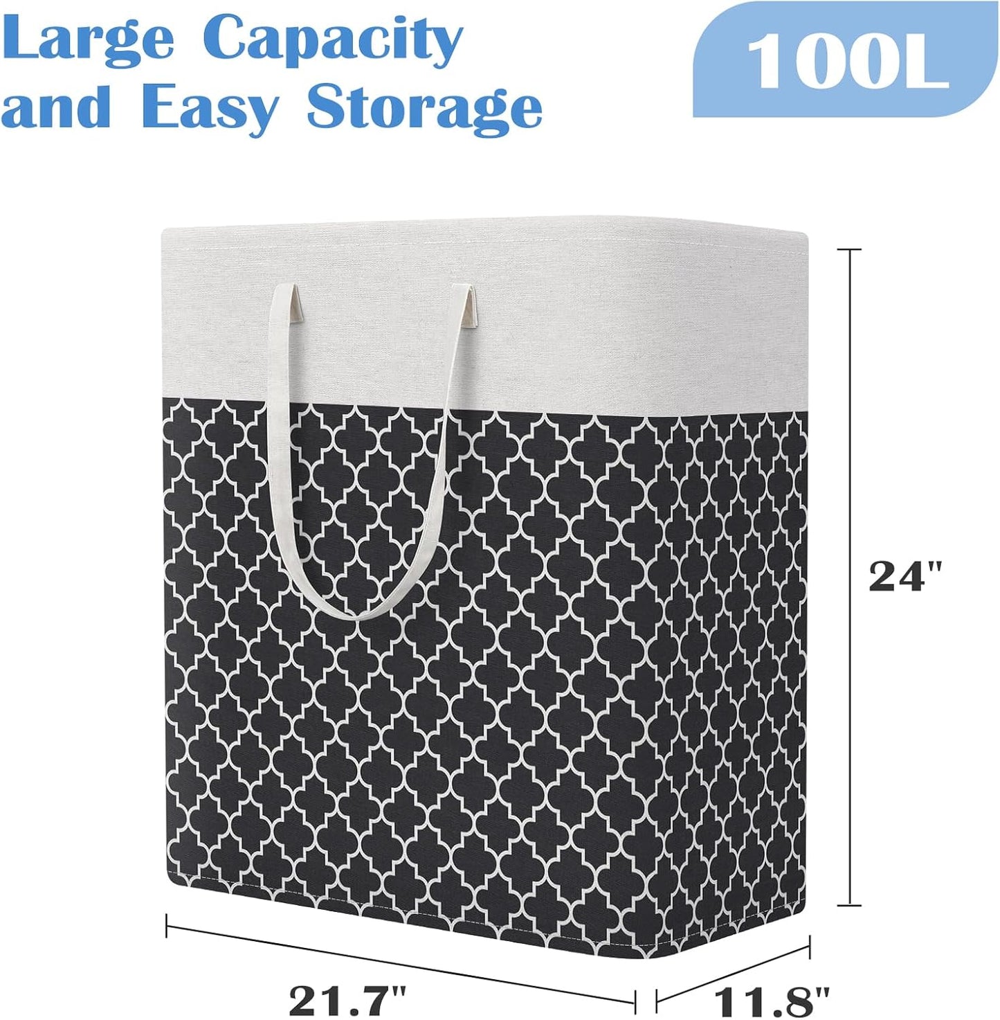 BlissTotes 3-Pack Laundry Basket, Collapsible Laundry Hamper, Grey, 75L | Laundry Clothes Hamper, Hampers for Bedroom, Freestanding Hamper with Handles, Clothes Laundry Basket