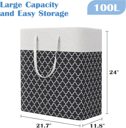 BlissTotes 3-Pack Laundry Basket, Collapsible Laundry Hamper, Grey, 75L | Laundry Clothes Hamper, Hampers for Bedroom, Freestanding Hamper with Handles, Clothes Laundry Basket