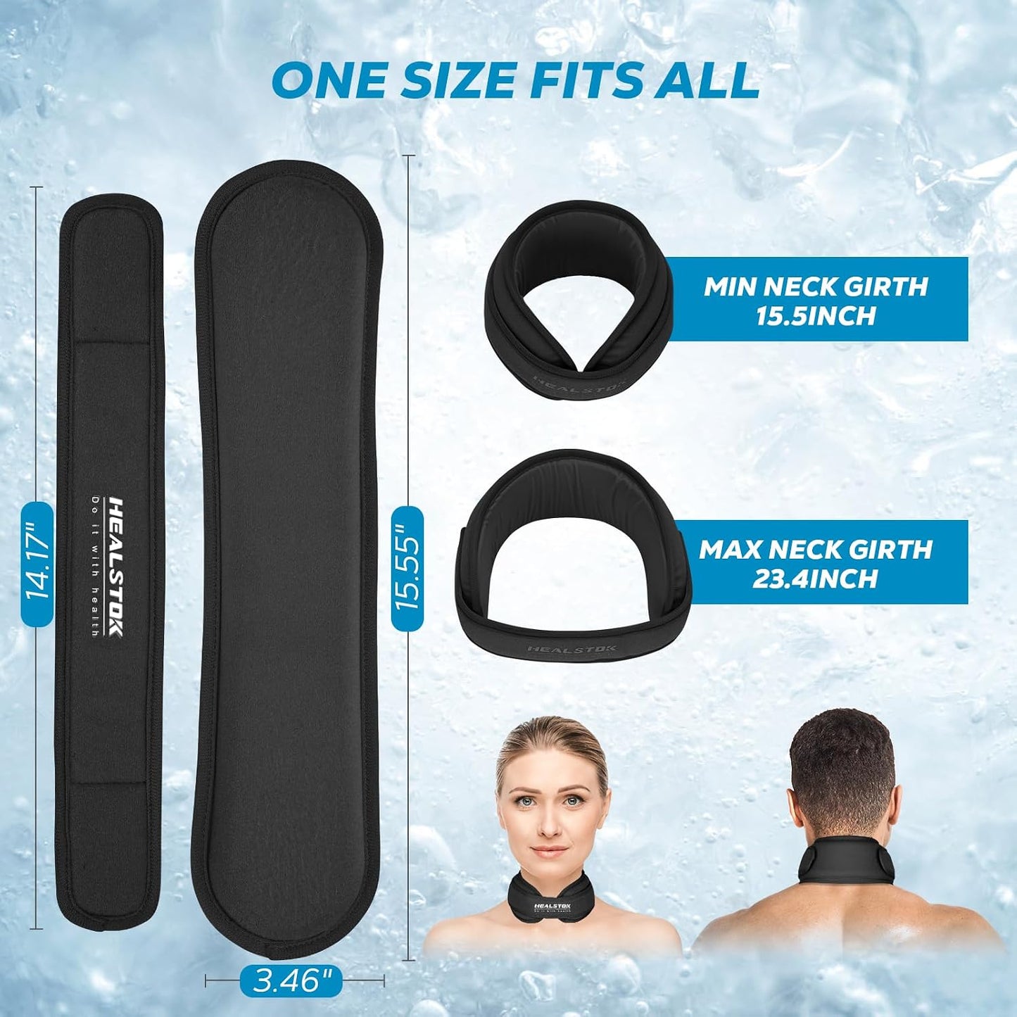 Neck Ice Pack Wrap,Cervical Ice Pack,Cold Compress Ice Packs for Injuries Reusable Cold & Hot Therapy Adjustable Flexible Gel Migraine Ice Head Wrap for Neck Pressure (Black)