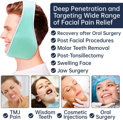 ZNÖCUETÖD Wisdom Teeth Ice Pack Face Head Wrap for Wisdom Teeth Removal Toothache Pain Relief, TMJ, Jaw Ice for Face Oral Surgery, Dental Implant with 4 Reusable Hot Cold Gel Packs (Mint Green)