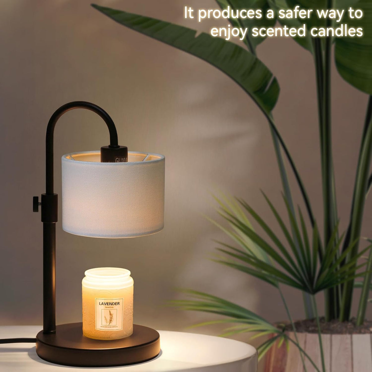 FINCMY Candle Warmer Lamp with Timer, Adjustable Height Candle Wax Warmer Candle Lamp Warmer for Jar Candles, Home Decor House Warming Gifts Compatible with Various Candles (Linen)