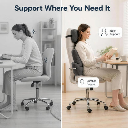 2 Pcs Lumbar Support Pillow Set, Back Support Pillow for Couch, Backrest Pillow with Headrest, Back Rest for Recliner Chair, Lumbar Support for Recliner, Back Pillow for Sofa Reading Rest