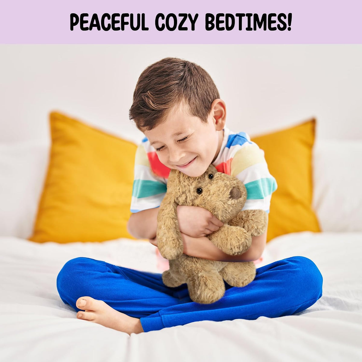 Bunny Microwavable & Weighted Stuffed Animals - 1.5 Lbs Unscented Heating Pad for Period Cramps Pain Relief and Anxiety, Cute Bunny Plush Toys Gifts for Women Girls Adults and Kids by Happy Fuel
