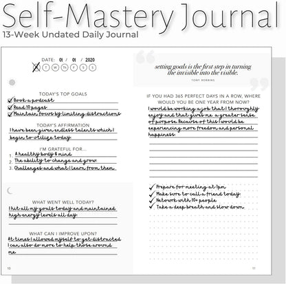 Self-Mastery Journal for Men with Prompts - 13 Week Guided Gratitude Journal - 5 Minute Journal - Reflection Manifestation Journals for Mindfulness - Self Care Journal - Goal Journal for Women & Men