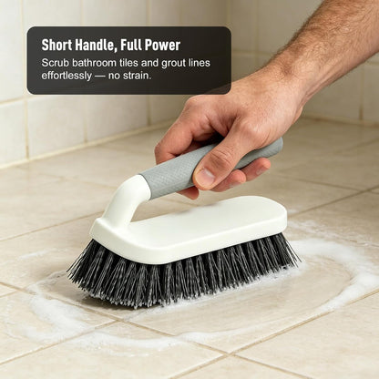 CLEANHOME 3 Pcs Scrub Brush,Multifunctional Cleaning Brush Set | With Non-Slip Handle and Sturdy Bristles,Scrub Brushes for Cleaning Bathroom,Kitchen,Grout,Tile,Grey