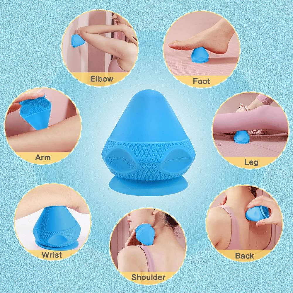 Zelen Trigger Point Massage Ball Shoulder Knot Remover Back Muscle Wall Mounted Massage Ball Deep Tissue Pressure Balls Trigger Point Iliacus Muscle Psoas Release Tool Suction Cup Back Massager