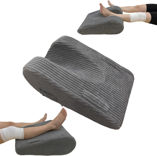 Double-Sided Knee Replacement Recovery Aids for After Surgery | Leg Elevation Pillow Extension & Elevation Wedge for Knee Hip Ankle Support, Corduroy Leg Support with Handles, Leg Lifter