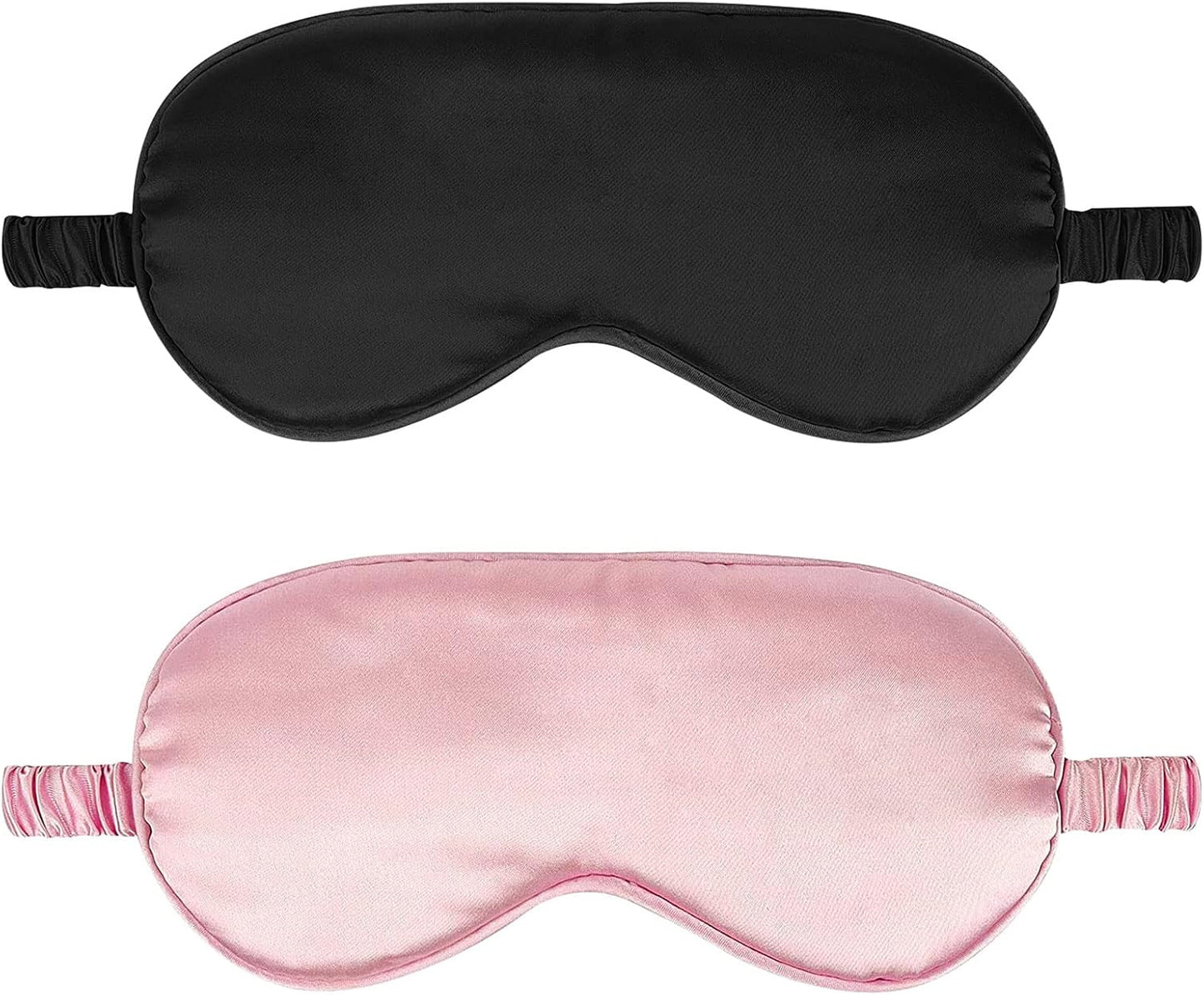 IEKEODI 2 Pack Sleep Masks, Blackout Eye Masks for Sleeping, (Black+Purple) | Silky Soft Comfort, Light Blocking Blindfold Design, Gentle Elastic Fit, Smooth Skin Feel, Travel and Nap Ready