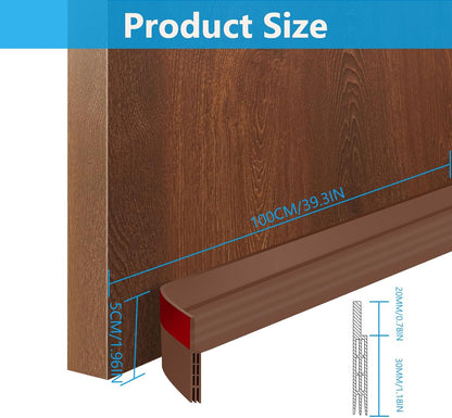 Ainiv Door Draft Stopper Under Door Seal, 2" W x 39" Cutable Soundproof Door Seal, Adhesive Under Door Sweep Weather Stripping Soundproof Kit, Under Door Draft Stopper Seals Anti-Collision-Black
