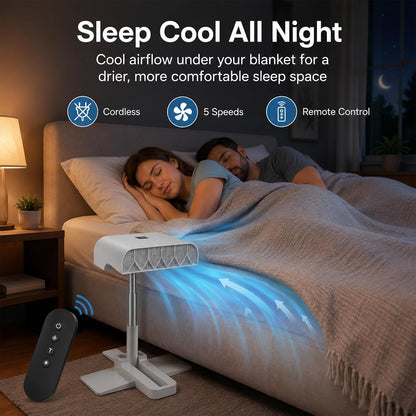 Midnight Bed Cooling System, Bed Fan Under Sheets, Cooling Bed Fan for Hot Sleepers, Ideal Summer Gift, 5-level adjustment, for 22cm/8.66 in to 53cm/20.86 in Mattress