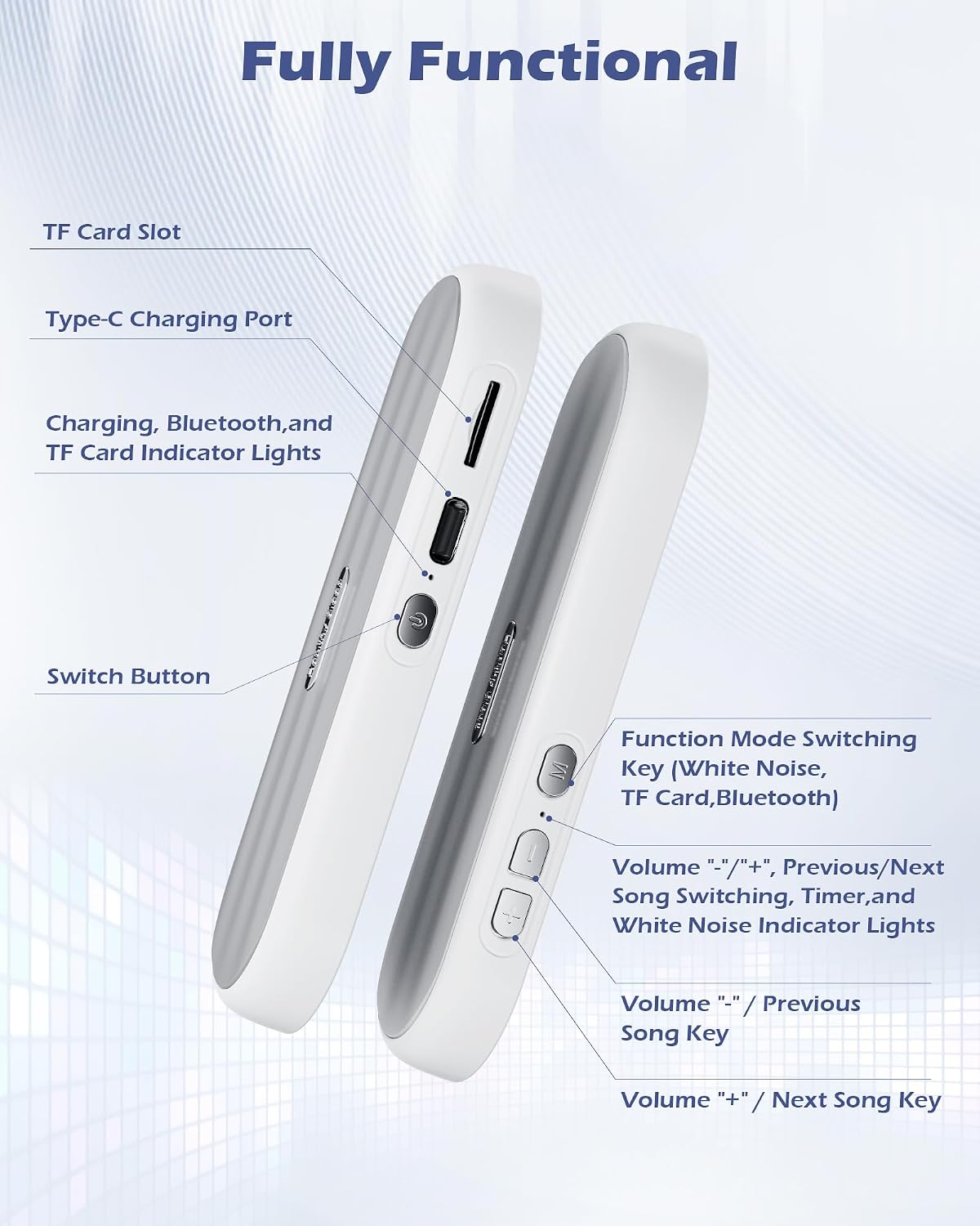 Under Pillow Bluetooth Speaker for Sleep: Private Bone Conduction Portable Speaker with White Noise - Long Battery Life for Soothing Sleep Sound (White)